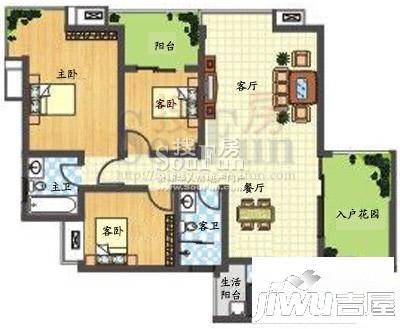 长兴太阳城3室2厅2卫133㎡户型图