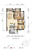 绵阳CBD万达二期观澜3室2厅2卫98㎡户型图
