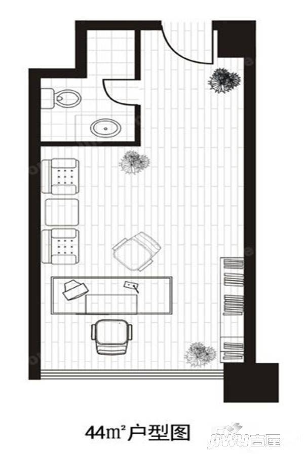 商会大厦1室1厅1卫44㎡户型图