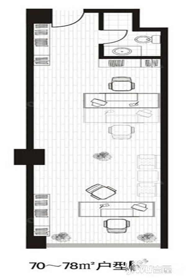商会大厦1室1厅1卫78㎡户型图