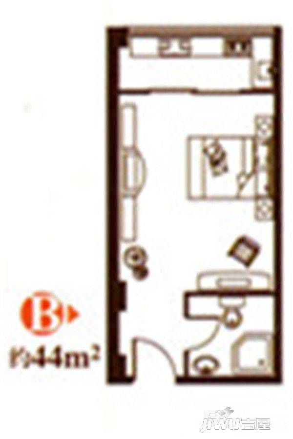 金屏苑1室1厅1卫44㎡户型图