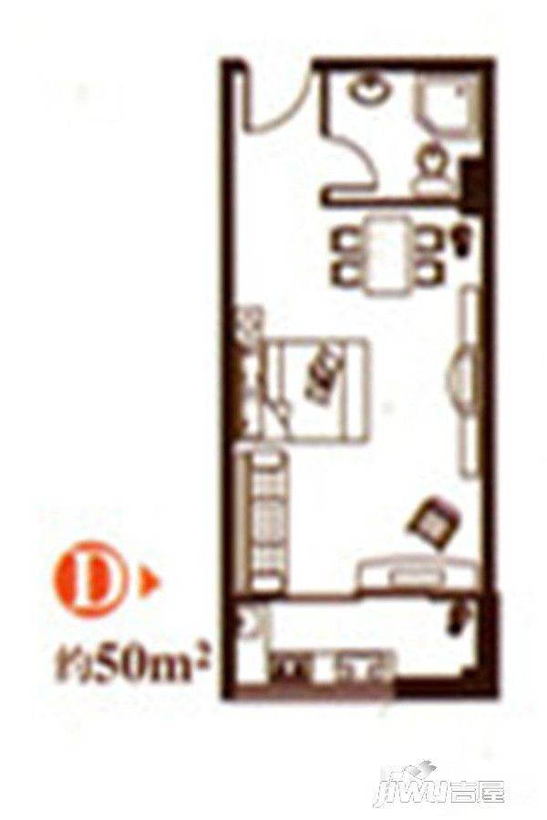 金屏苑1室1厅1卫50㎡户型图