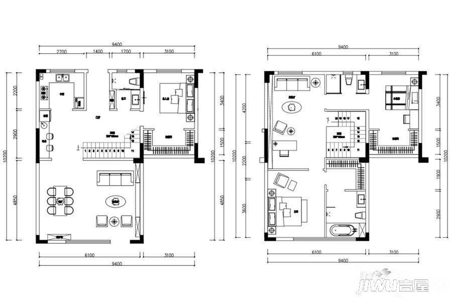 建业桂园3室2厅3卫129㎡户型图
