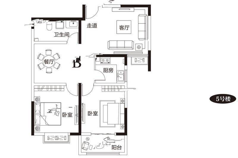 洛浦金苑2室2厅1卫93.4㎡户型图