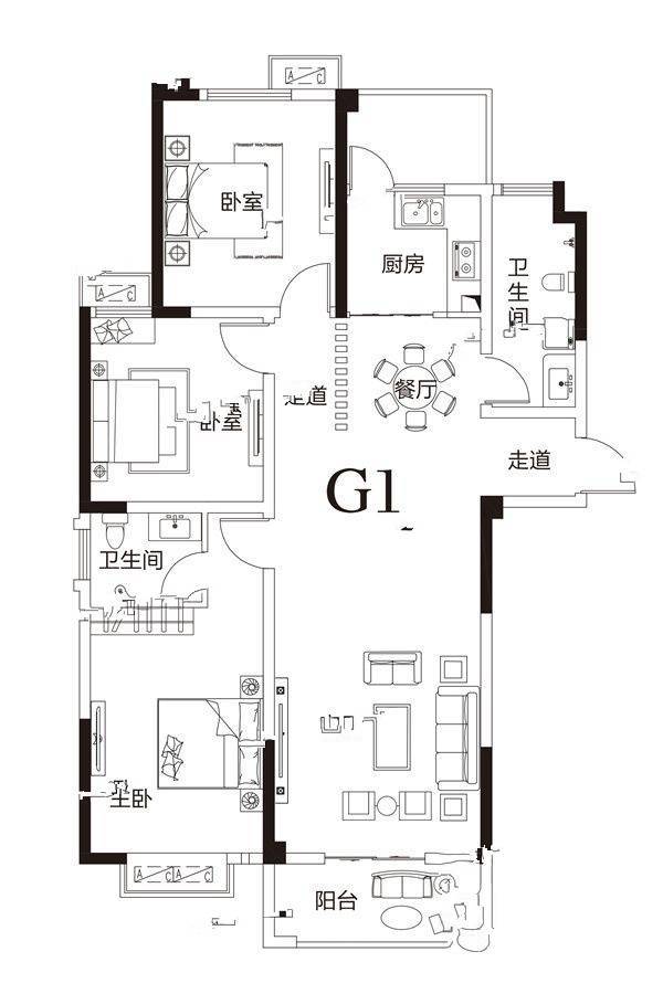 洛浦金苑3室2厅2卫138㎡户型图