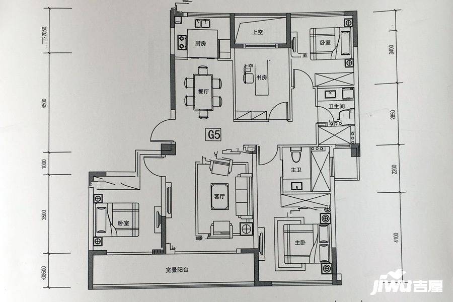 荣盛中心4室2厅2卫140㎡户型图