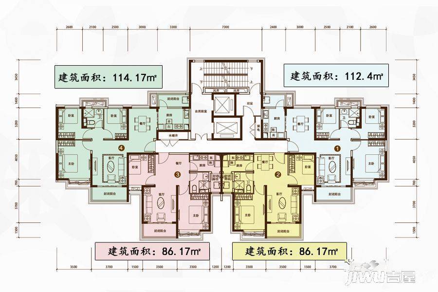 秦皇岛恒大城2室2厅1卫86.2㎡户型图