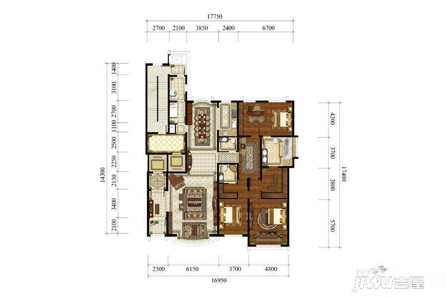 达润御园4室2厅3卫312㎡户型图