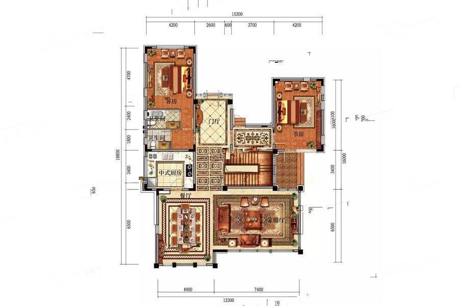 松石庄园2室3厅2卫287.6㎡户型图