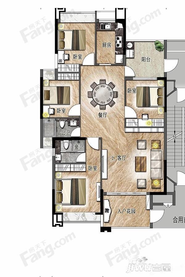 和平金丰广场3室2厅2卫141.3㎡户型图