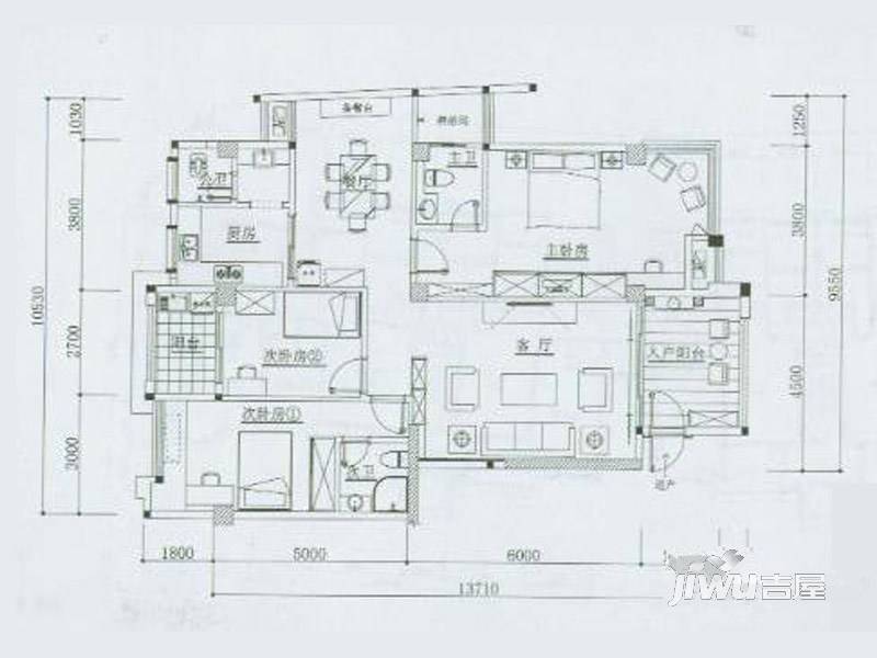 君悦春江花园3室2厅3卫144.7㎡户型图