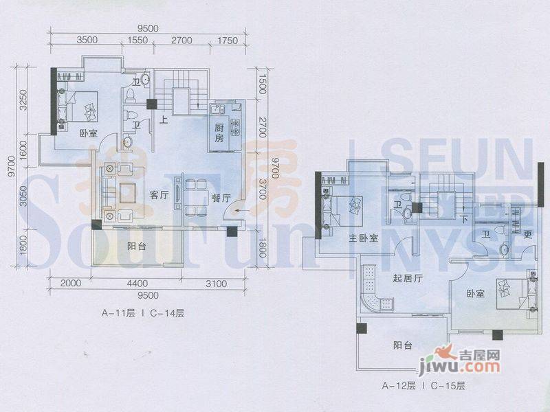 万绿苑4室3厅4卫169.6㎡户型图