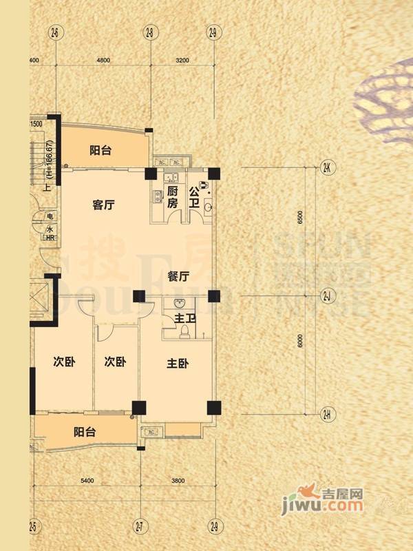 栢宝龙轩3室2厅2卫134.7㎡户型图