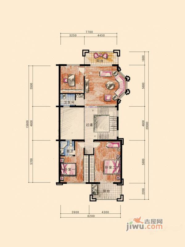 天域山庄3室1厅2卫129㎡户型图