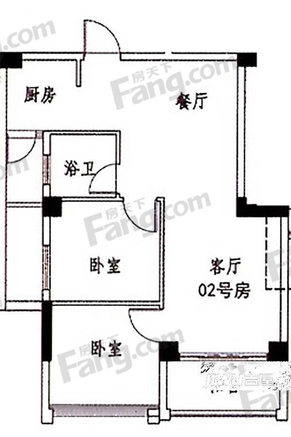 智汇时代雅园2室2厅1卫72㎡户型图