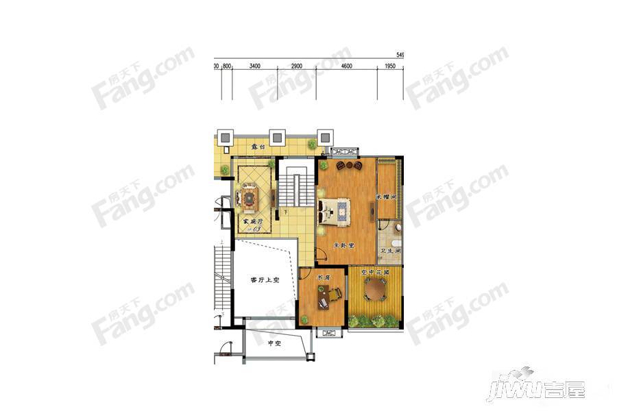 中冠华府2室1厅1卫129.6㎡户型图