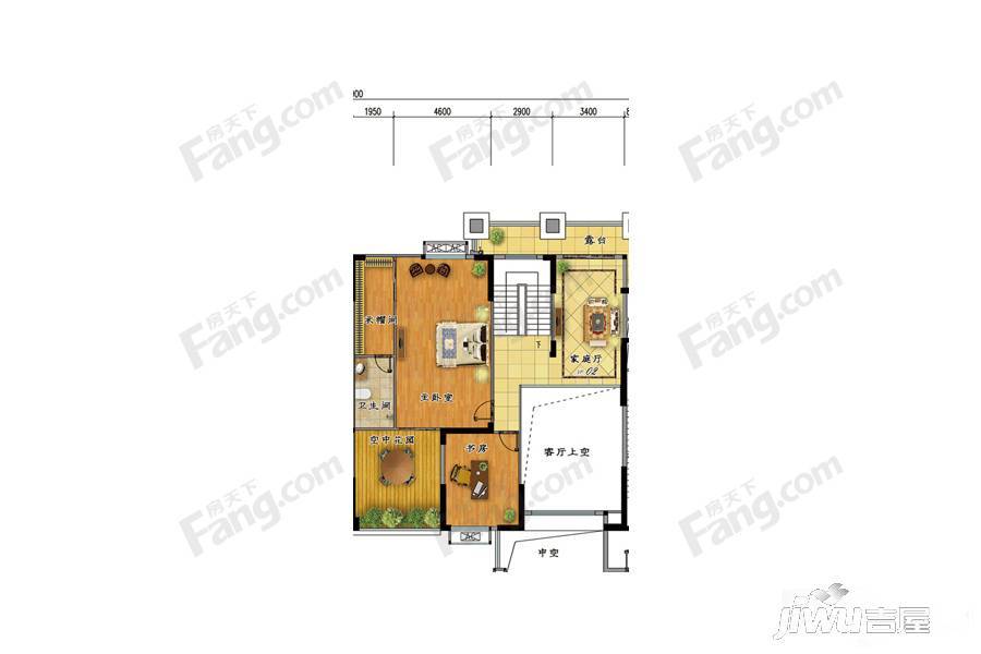 中冠华府2室1厅1卫129.6㎡户型图