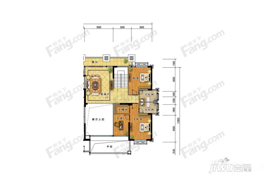 中冠华府3室1厅3卫145.1㎡户型图