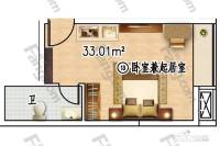 米公寓1室1厅1卫32㎡户型图
