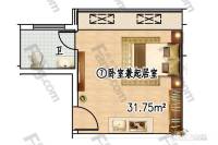 米公寓1室1厅1卫31.8㎡户型图