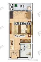 米公寓1室1厅1卫33.2㎡户型图