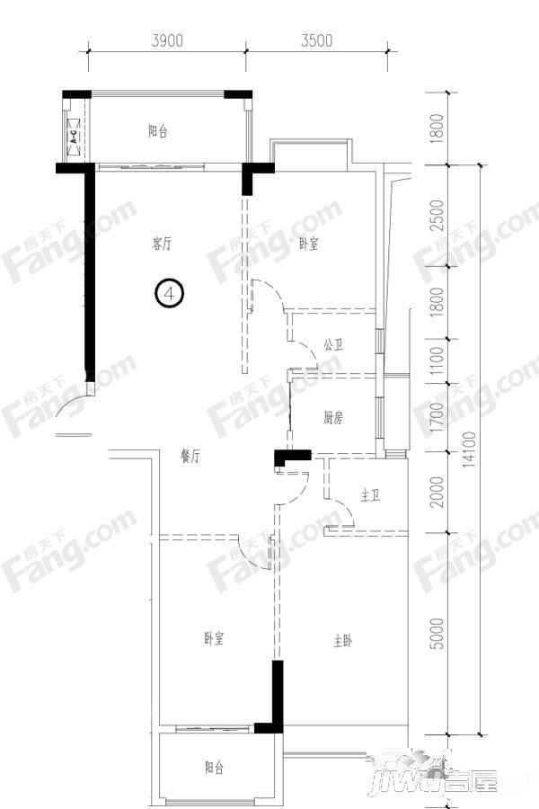 四季园3室2厅2卫123㎡户型图