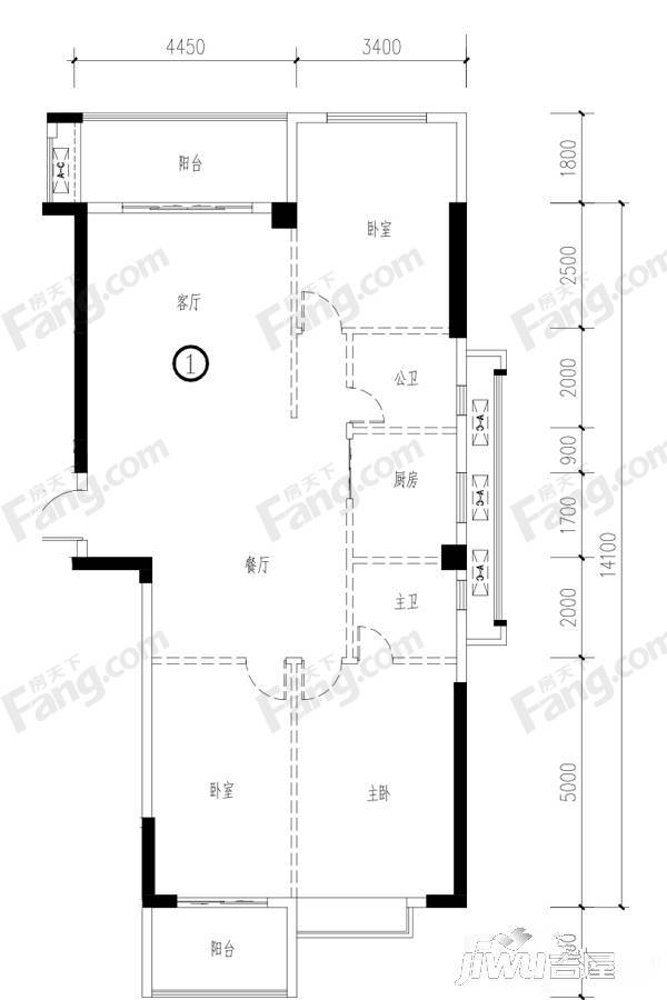 四季园3室2厅2卫134.3㎡户型图