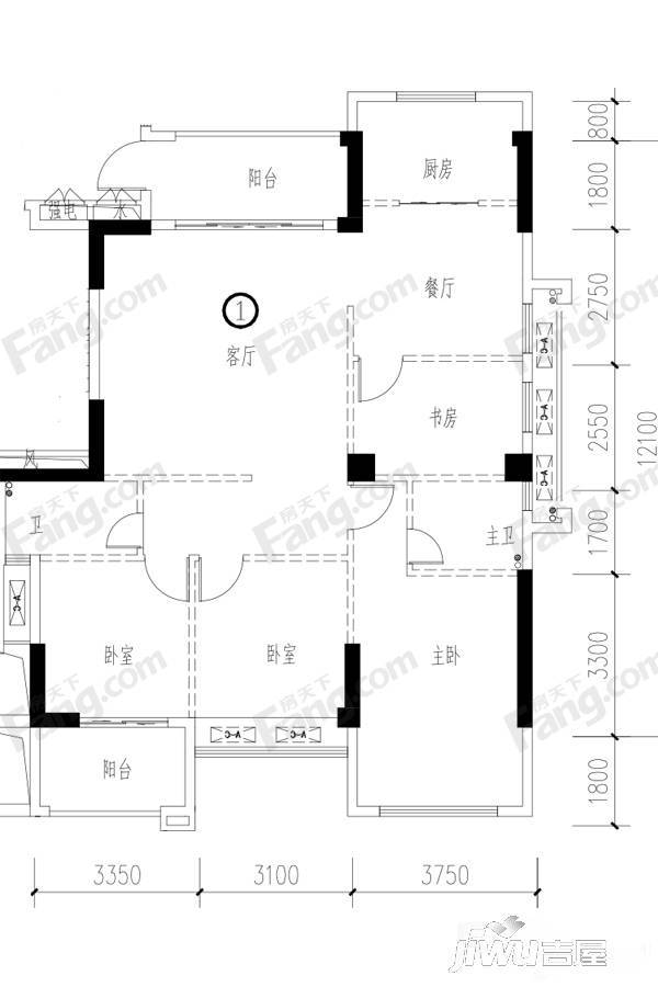 四季园4室2厅2卫144.6㎡户型图