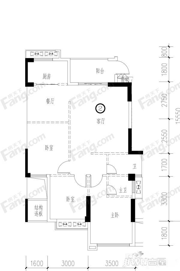 四季园3室2厅2卫109.7㎡户型图