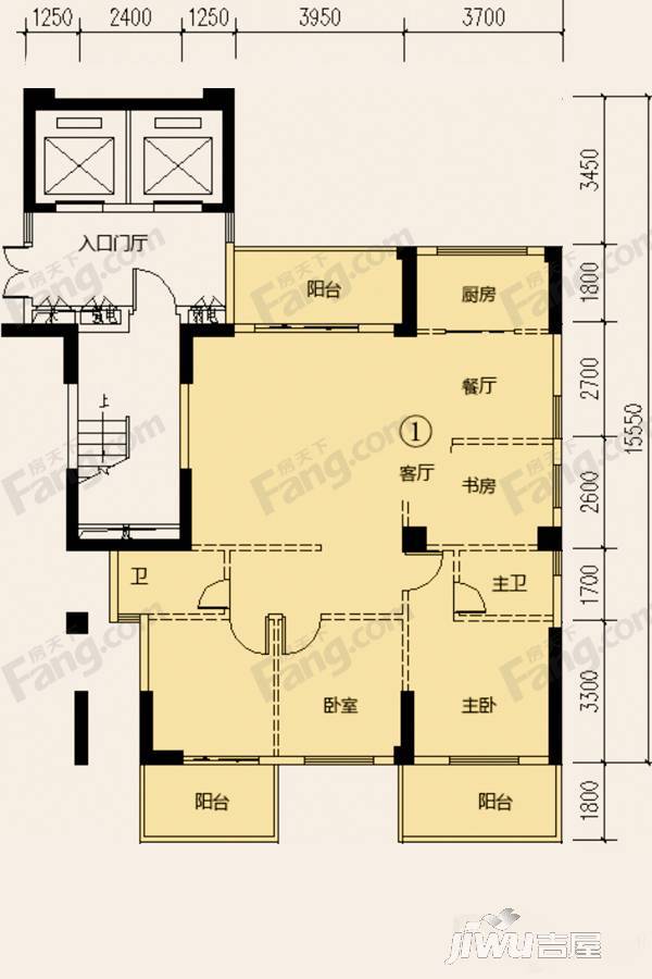 四季园3室2厅2卫135.5㎡户型图