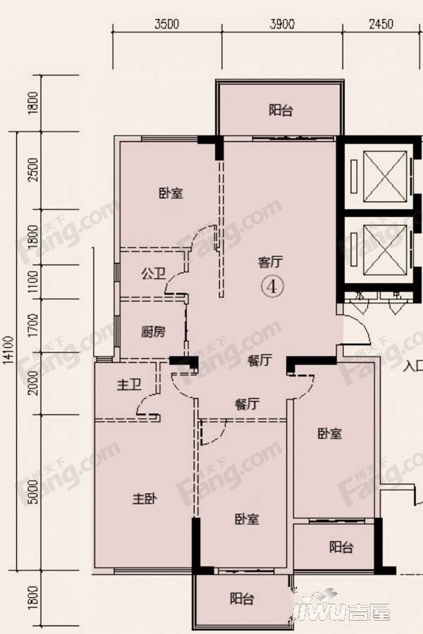 四季园4室2厅2卫146.3㎡户型图