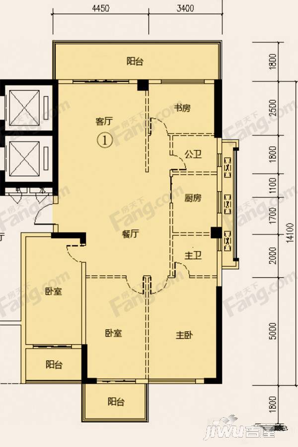 四季园4室2厅2卫154.3㎡户型图