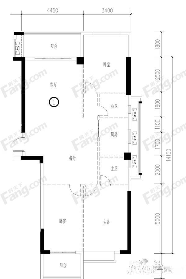 四季园3室2厅2卫134.2㎡户型图