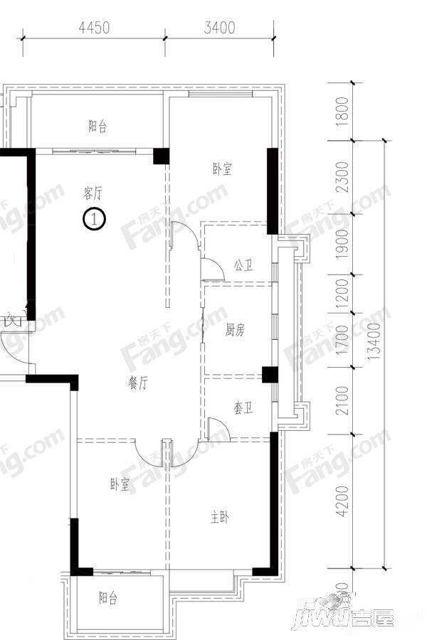 四季园3室2厅2卫130㎡户型图