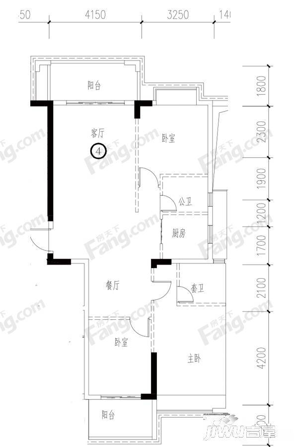 四季园3室2厅2卫118.8㎡户型图