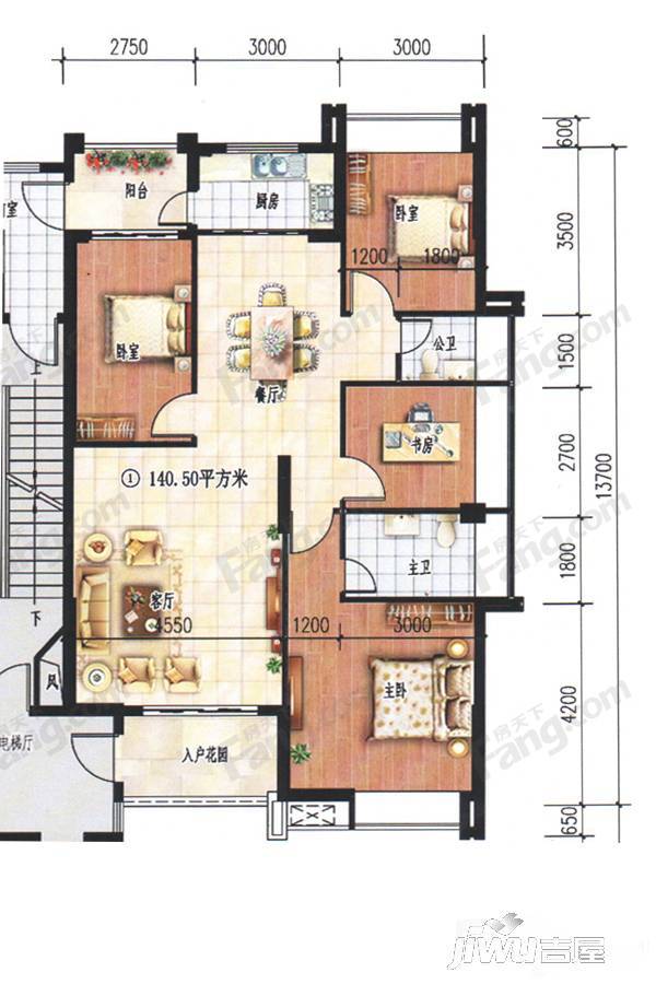 南洋珠池路4室2厅2卫140.5㎡户型图