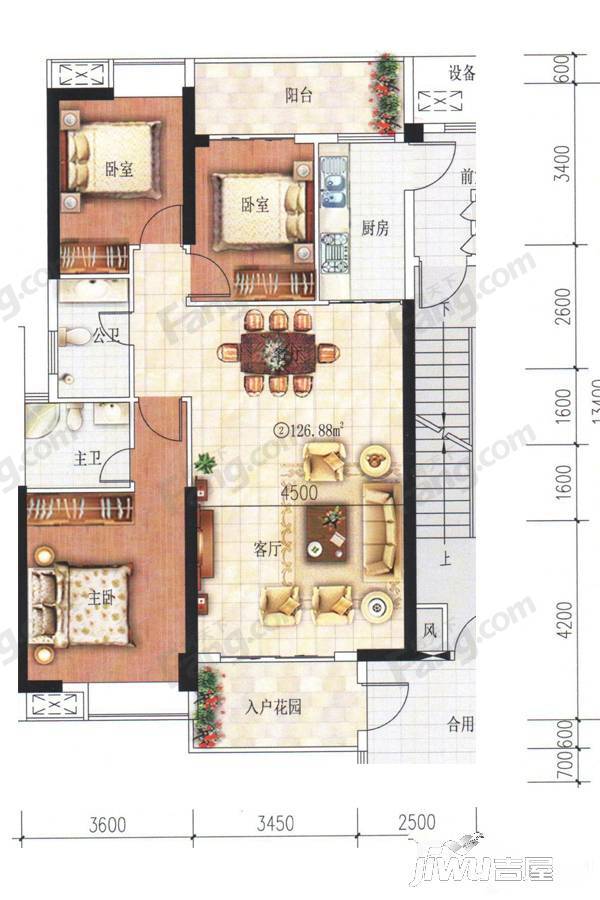 南洋珠池路3室2厅2卫132㎡户型图