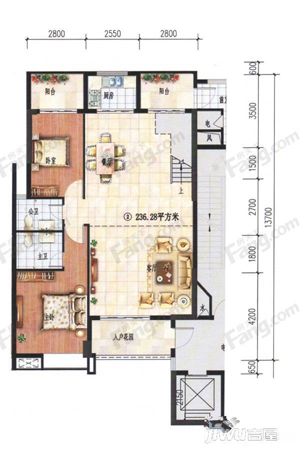 南洋珠池路4室3厅4卫236.3㎡户型图