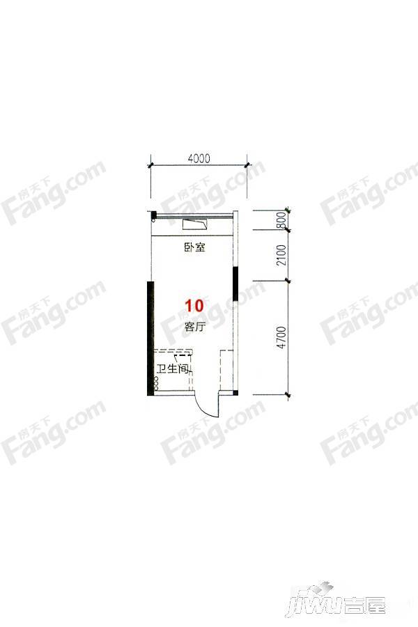 新一城1室1厅1卫33㎡户型图