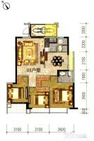 嘉德家园3室2厅2卫120㎡户型图