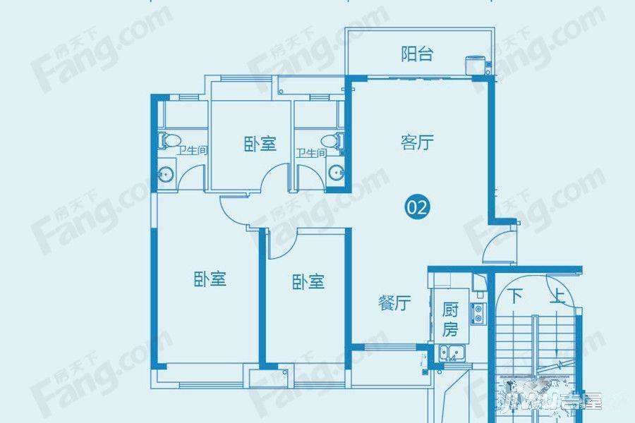 海琴湾3室2厅2卫118.2㎡户型图