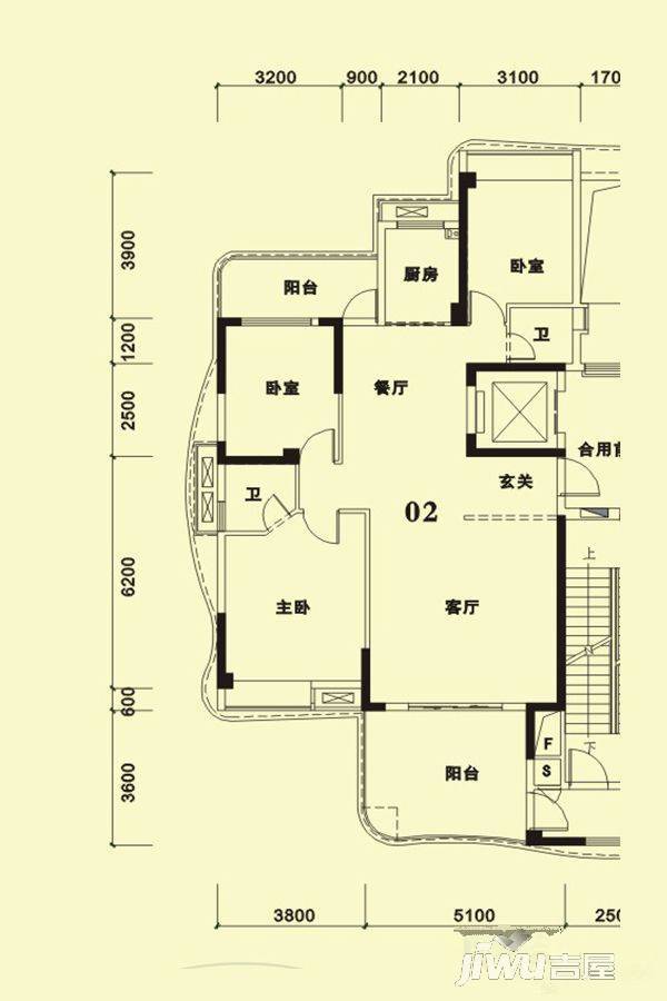 愉珑湾3室2厅2卫141㎡户型图