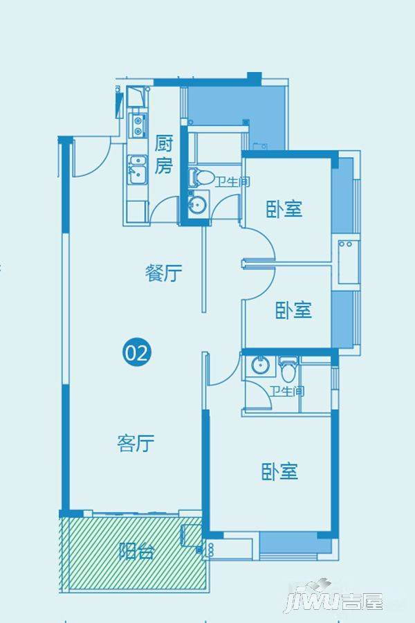 海琴湾3室2厅0卫108㎡户型图