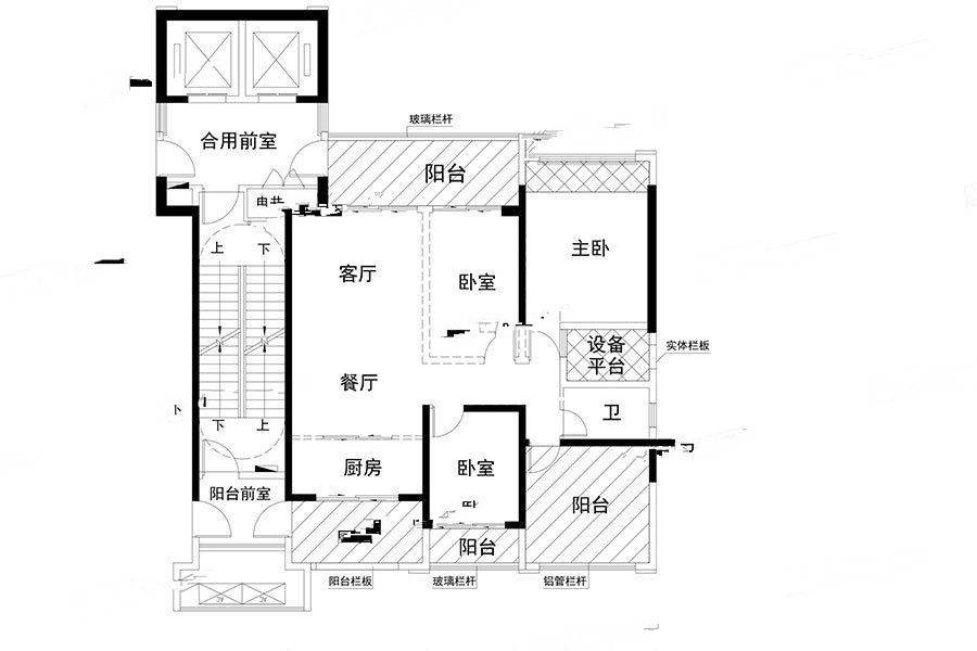 悦景阳光禧园3室2厅1卫134㎡户型图