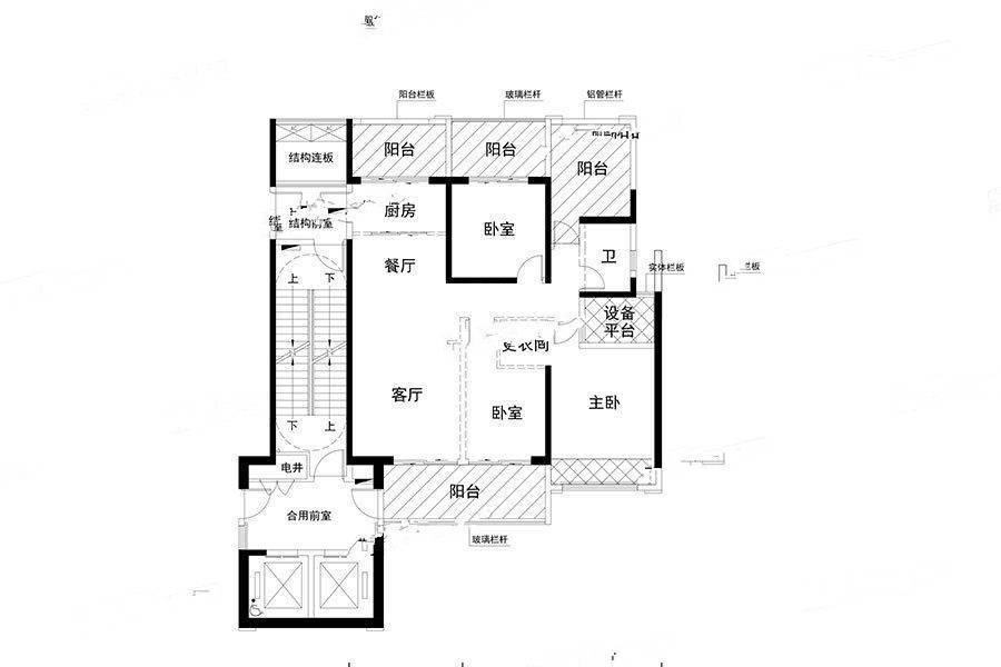 悦景阳光禧园3室2厅1卫143㎡户型图