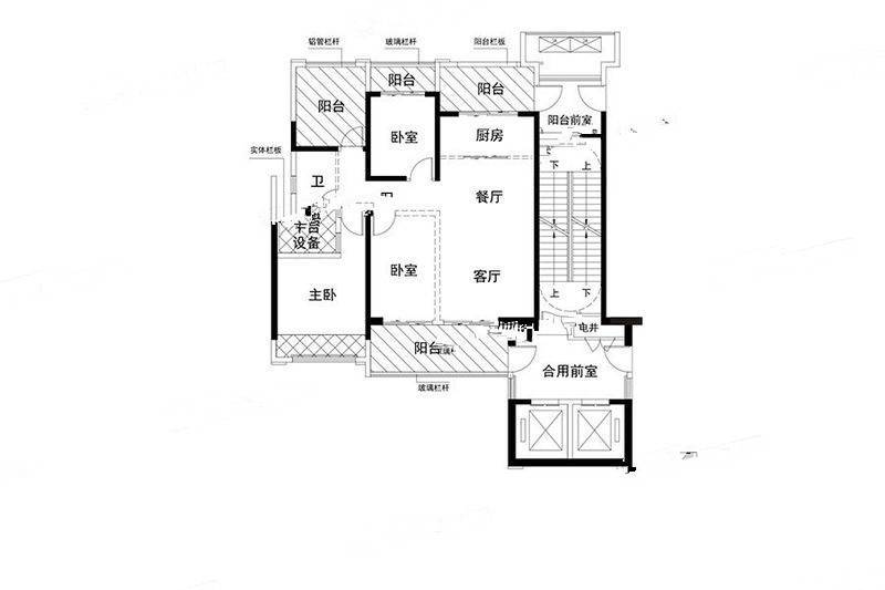 悦景阳光禧园3室2厅1卫130㎡户型图