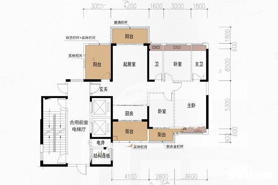 金色阳光悦府3室2厅2卫137㎡户型图