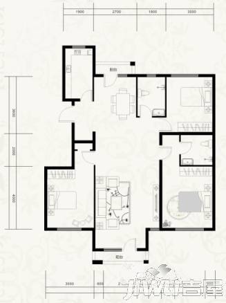 格林威治城3室2厅2卫132㎡户型图