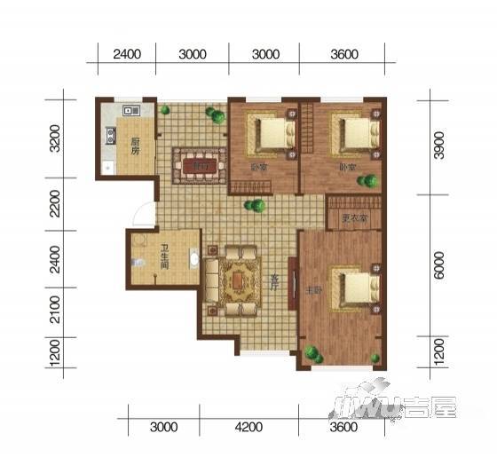 公元南湖4室2厅1卫137㎡户型图