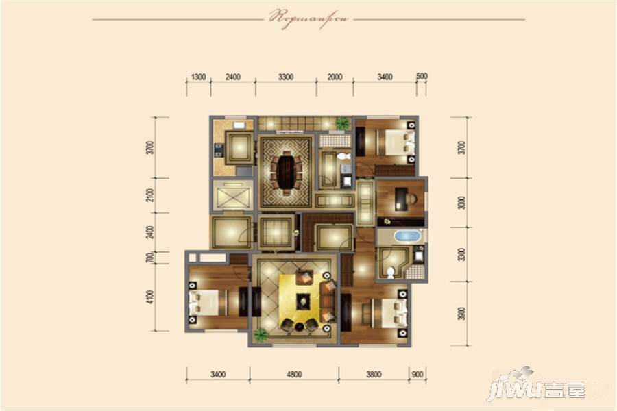 北新华域龙湾4室2厅2卫168㎡户型图